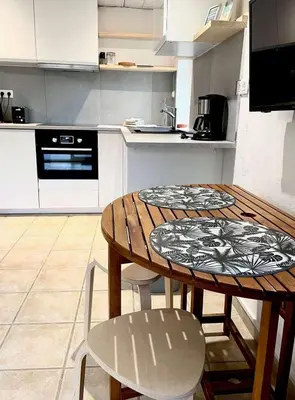 Cuisine ou kitchenette dans l'établissement Appartement La Gravière