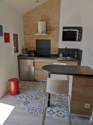 Cuisine ou kitchenette dans l'établissement Studio de charme indépendant