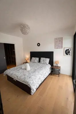 Un ou plusieurs lits dans un hébergement de l'établissement Villa Luxe Exclusive avec Piscine Privée