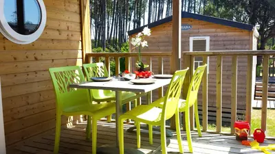 Balcon ou terrasse dans l'établissement Le Village Vacances de Mimizan Plage