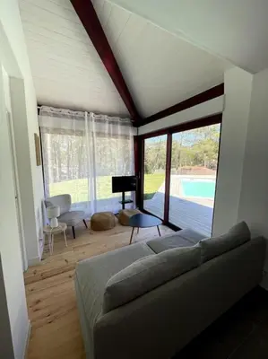 Coin salon dans l'établissement Maison 5 personnes avec piscine privée chauffée - Private heated pool 5 people house - Moliets-et-Maa - Landes - France