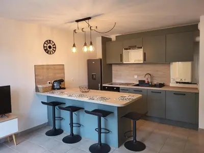 Cuisine ou kitchenette dans l'établissement RESIDENCE LE DOMAINE DE MARTHIAS