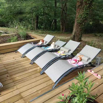 Jardin de l'établissement Adorable maison d'hôtes avec piscine- tiny house