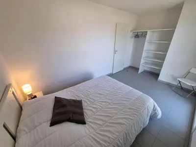 Un ou plusieurs lits dans un hébergement de l'établissement La Cabane Fournier 10 min a pied de Mimizan plage et commerce