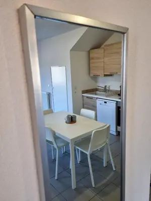 Cuisine ou kitchenette dans l'établissement La Cabane Fournier 10 min a pied de Mimizan plage et commerce