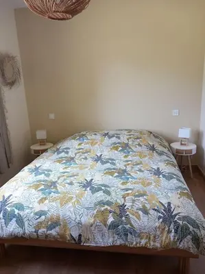 Un ou plusieurs lits dans un hébergement de l'établissement Maison neuve avec piscine chauffée, 4 kms de Contis plage