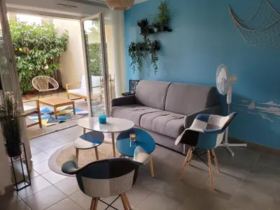 Coin salon dans l'établissement Appartement Centre de La Teste