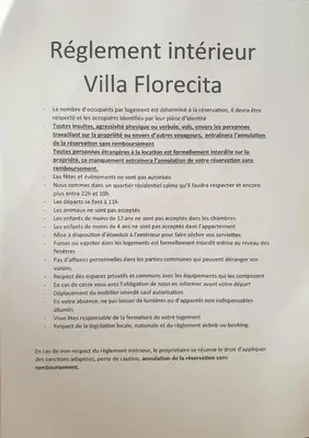 Plan de l'établissement Chambre villa florecita