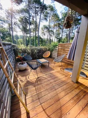 Balcon ou terrasse dans l'établissement Le calme entre plage (700m) et golf! (Classé 3*)