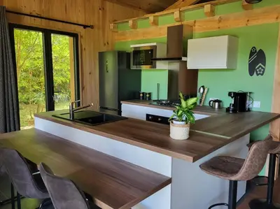 Cuisine ou kitchenette dans l'établissement La cabane d' Esting