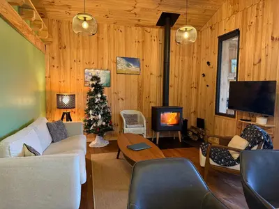 Télévision ou salle de divertissement dans l'établissement La cabane d' Esting
