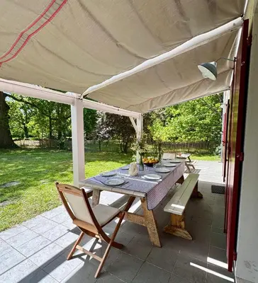 Jardin de l'établissement Grande maison entre Lac et forêt