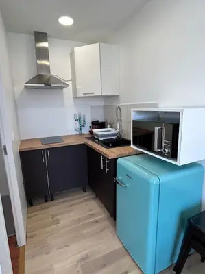 Cuisine ou kitchenette dans l'établissement Ondres, studio classé, proche océan