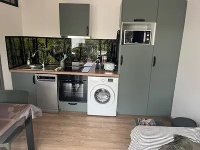 Cuisine ou kitchenette dans l'établissement Location havre de paix