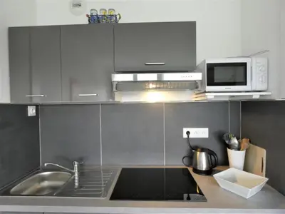 Cuisine ou kitchenette dans l'établissement Les rives de l'adour