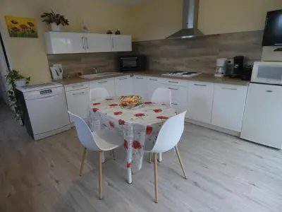 Cuisine ou kitchenette dans l'établissement Gite aux fleurs