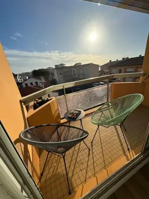 Balcon ou terrasse dans l'établissement Cap Ocean Appartement T2 cosy avec balcon à 1 min de l'océan