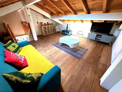 Coin salon dans l'établissement Maison Typique Landaise
