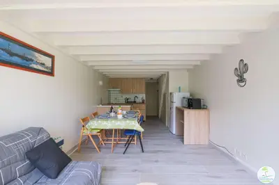 Cuisine ou kitchenette dans l'établissement Biscarrosse Lac- Joli duplex 6 personnes proche du lac