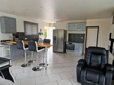 Cuisine ou kitchenette dans l'établissement villa Firadina Benesse Maremne proche océan