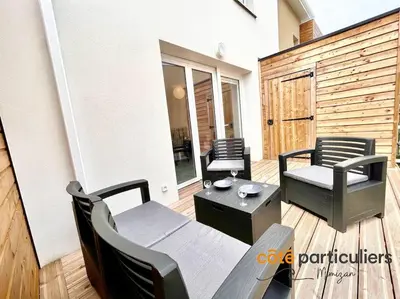 Coin salon dans l'établissement Au Soleil Couchant - Apt T3 à 800m de l'Océan