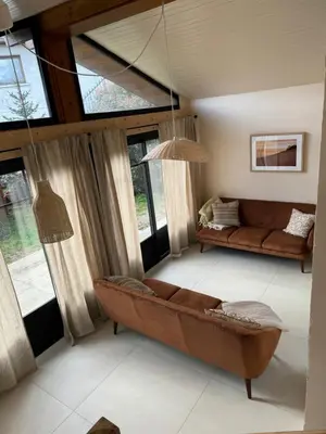 Un ou plusieurs lits dans un hébergement de l'établissement Le Lodge de l'océan - Maison familiale en bois neuve - Piscine chauffée