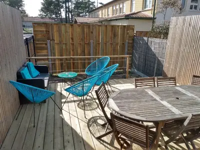 Balcon ou terrasse dans l'établissement A louer maison à Mimizan plage chez benoit