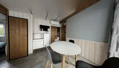 Cuisine ou kitchenette dans l'établissement Mobilhome tout confort
