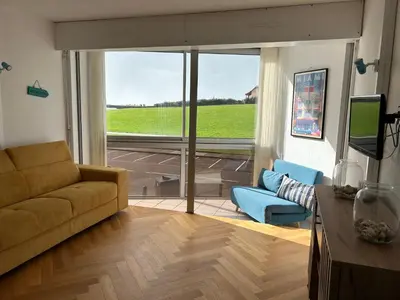 Coin salon dans l'établissement Appartement Biscarrosse plage front de mer 4 personnes