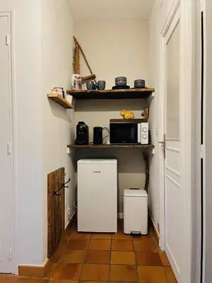 Cuisine ou kitchenette dans l'établissement Chambre d'Hôtes du Lac
