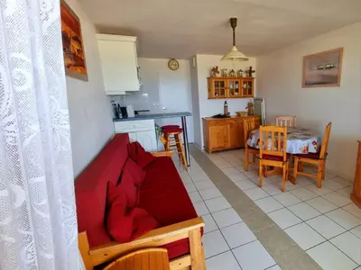 Cuisine ou kitchenette dans l'établissement Plage océan