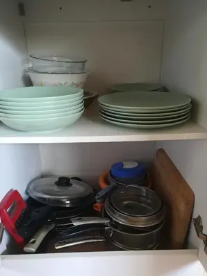 Cuisine ou kitchenette dans l'établissement Mobil-Home 54 au Parc Résidentiel de la Plage - 4 personnes