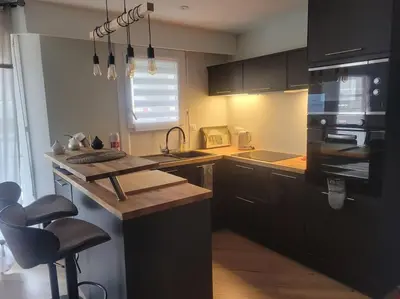 Cuisine ou kitchenette dans l'établissement Magnifique T2 meublé au pied du port