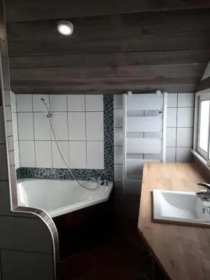 Salle de bains dans l'établissement la paisible Landaise