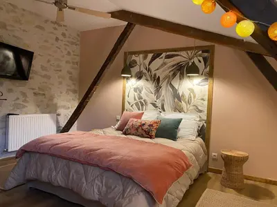 Un ou plusieurs lits dans un hébergement de l'établissement Chambres d'hôtes Maison Narbay aux portes du pays Basque