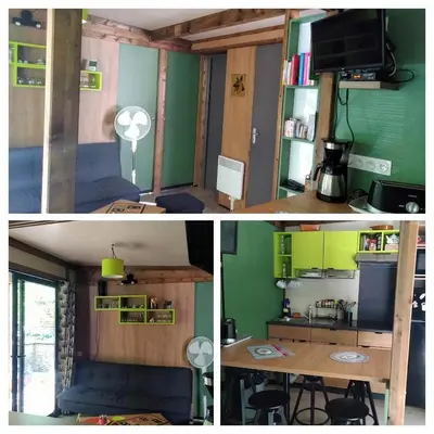Cuisine ou kitchenette dans l'établissement chalet