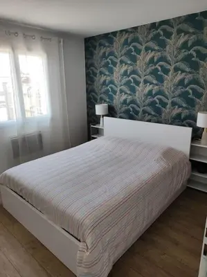 Un ou plusieurs lits dans un hébergement de l'établissement Maison moderne à Mimizan Idéale pour un séjour au calme