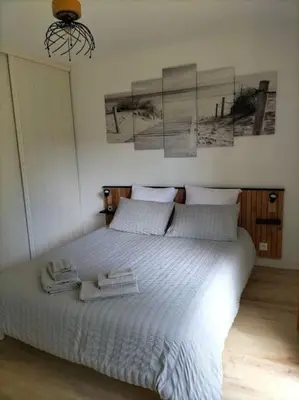 Un ou plusieurs lits dans un hébergement de l'établissement Villa Entre Bordeaux et Arcachon