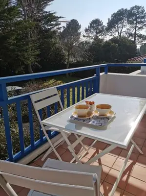 Balcon ou terrasse dans l'établissement Appartement cosy proche rue piétonne et plages