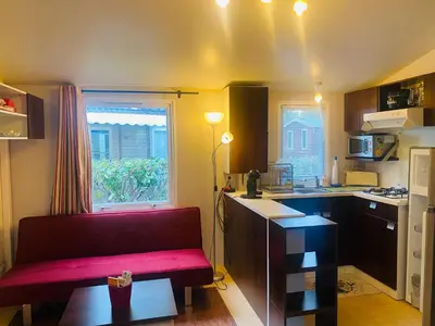 Cuisine ou kitchenette dans l'établissement Mobilhome