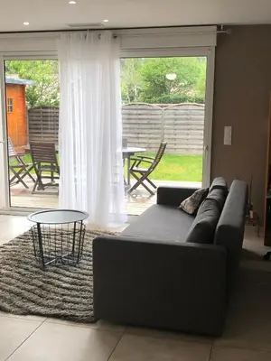 Coin salon dans l'établissement Maison bassin d'Arcachon 8 personnes, SPA, promo printemps
