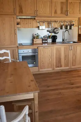 Cuisine ou kitchenette dans l'établissement Cabane de Pêcheurs Huraia