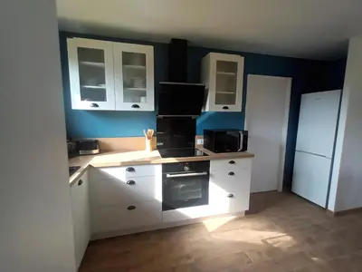 Cuisine ou kitchenette dans l'établissement Jolie maison landaise tout confort