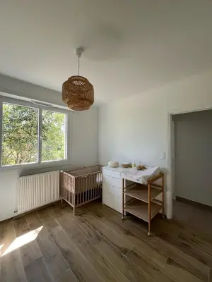 Un ou plusieurs lits dans un hébergement de l'établissement Maison avec piscine à SEIGNOSSE 8 personnes