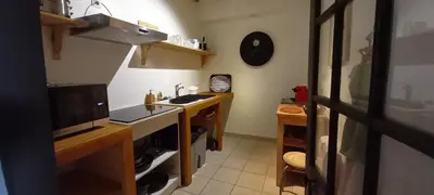 Cuisine ou kitchenette dans l'établissement Cap Landes à Léon