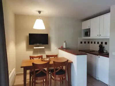Cuisine ou kitchenette dans l'établissement Appartement LE DAOUN Dunes, Pins Océan et Golf
