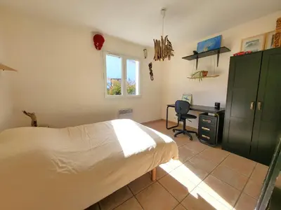 Un ou plusieurs lits dans un hébergement de l'établissement La Casa de Mymy 3 chambres Messanges