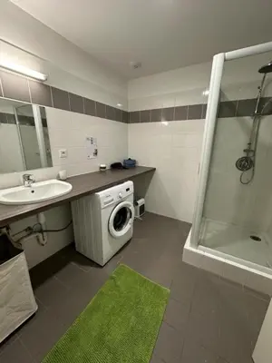 Salle de bains dans l'établissement Gite les agreou