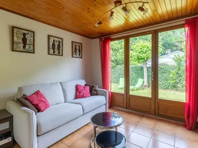 Coin salon dans l'établissement Maison confort 4 pers. proche lac et océan, jardin, WiFi, à Mimizan - FR-1-50-135