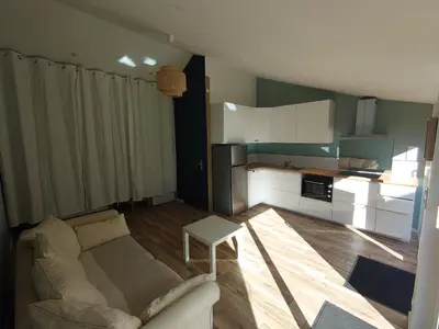 Cuisine ou kitchenette dans l'établissement Logement Nature Plages Forêts